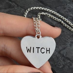 🎉 New Silver Plated Witch Heart Necklace